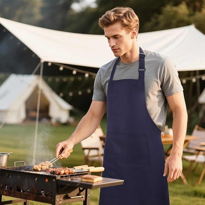 Large Chef Apron for Men and Women, Cooking Kitchen Aprons with 2 Large Pockets Water Oil Resistant