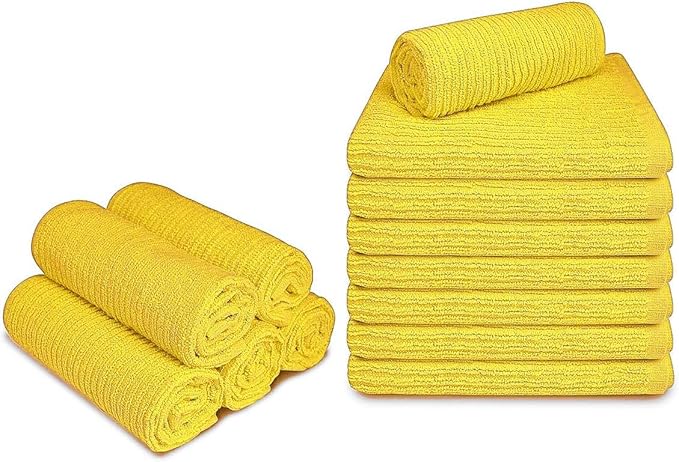 Softolle Bar Mop Towels, Pack of 12-16x19 Inches - 100% Cotton Super Absorbent Towels, Multi-Purpose for Home and Bar Cleaning (Yellow)