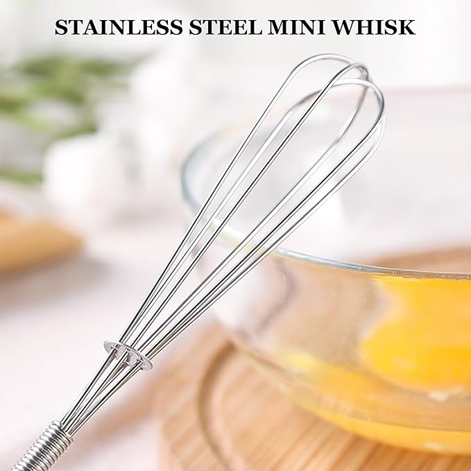 NileHome Mini Whisks Stainless Steel Whisk Set 5" 7" 7"Kitchen Small Wisk Balloon Wire Tiny Whisks for Cooking, Whisking, Blending, Beating, Stirring 3 Pack