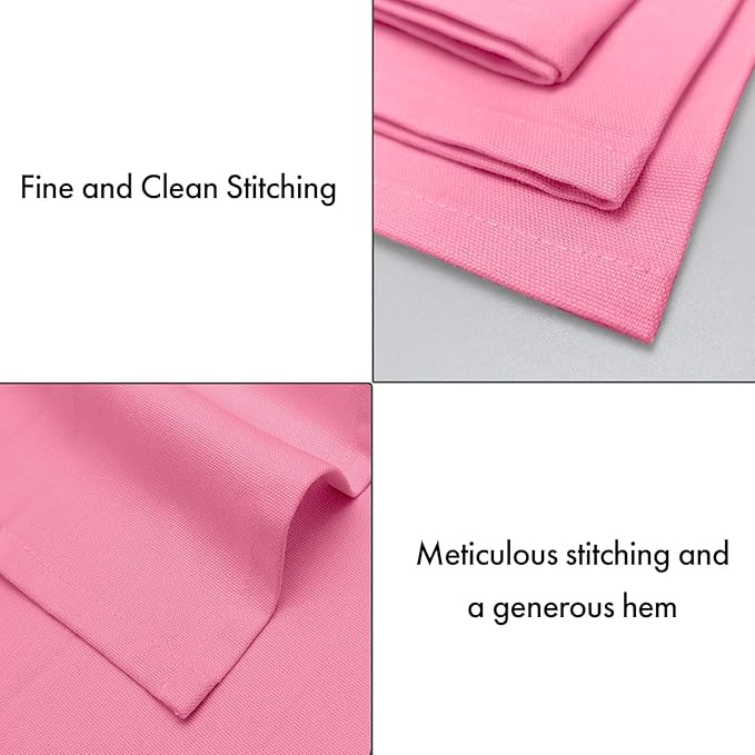 Ruvanti Cloth Napkins Set of 12, 100% Cotton High GSM 18x18 Inches Soft, Washable, Highly Durable & Absorbent, Perfect for Parties, Christmas, Thanksgiving Dinners – Pink Bubblegum