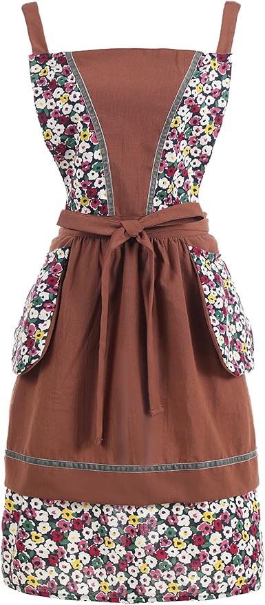 Pinknoke Kitchen Aprons for Women with Pockets Cute Vintage Chef Pinafore Apron for Gardening Cooking Baking Painting