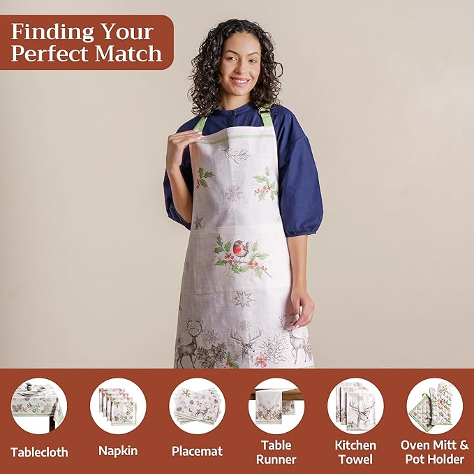 Maison d' Hermine 100% Cotton Apron for women with Pocket Kitchen Chef Apron for Men Cooking Mothers Day Gifts