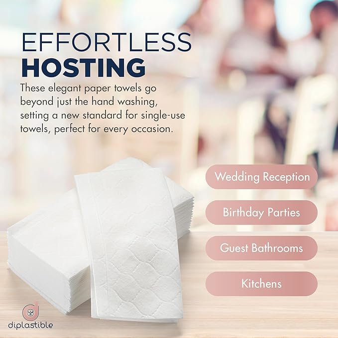 100 Count White Luxury Linen-Feel Paper Towels, Soft And Absorbent Cloth-Like Disposable Napkins For Bathroom, Kitchen, Weddings, Parties, Dinners Or Events – Disposal Hand Towels