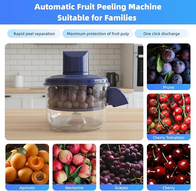 Automatic Grape Peeling Machine - Electric Peeling Machine for Grapes, Cherries, Tomatoes, and Garlic | Rechargeable Multi functional Intelligent Kitchen Tool