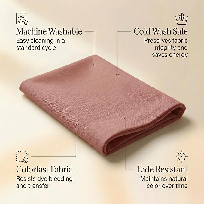 Accent Home 100% Cotton Napkins, Delicate Cloth Napkins for Dinners, Parties and Weddings，18 x 18 Inch Set of 6 - Blush