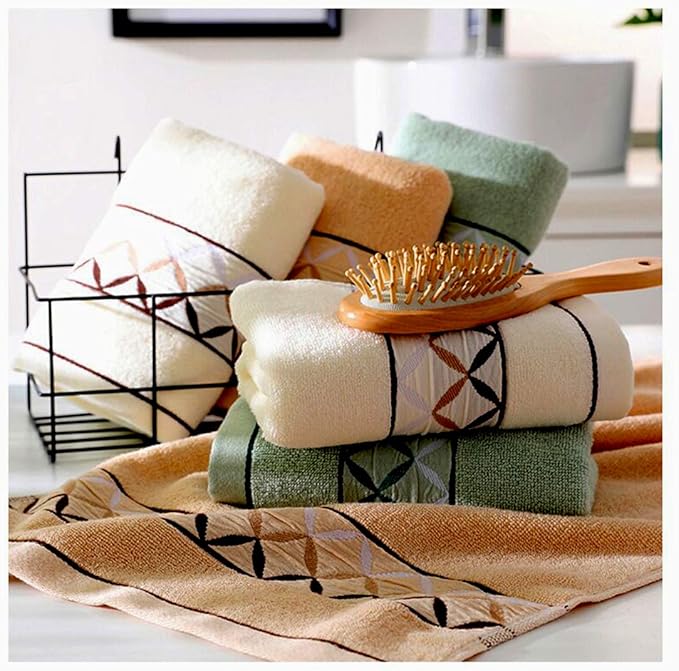 4 Pack Cotton Hand Towels,100% Cotton Face Towels, with Print Super Soft and Highly Absorbent for Bathroom (14 x 30 Inch)(Maoj-4P)