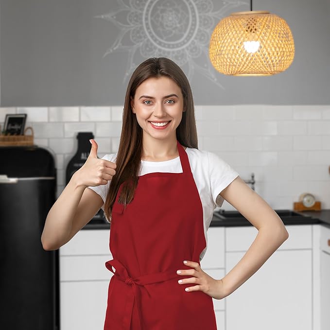 Avalon Kitchen Aprons for Men - 100% Polyester Chef Apron Women with Extra Long Ties - Cooking Aprons for Women & Mens Apron