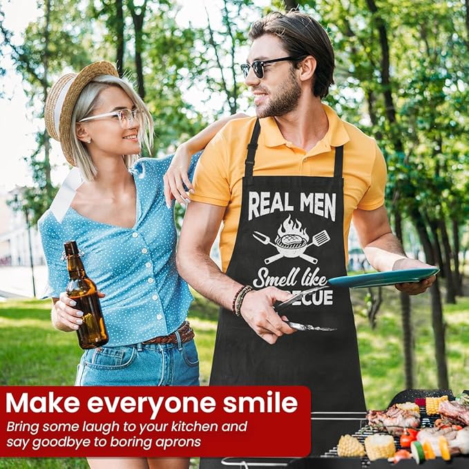 SANDJEST Funny Apron for Dad - Birthday Father’s Day Cooking Grilling Gifts for Mens