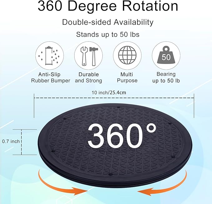 2 Pcs (10 Inch) Lazy Susan Turntable Organizer, Eichzer Premium Heavy Duty Rotating Swivel Stand with Steel Ball Bearings for Model/Rotating Plants/Crafts Stand/TV/Monitor/Laptop (360˚ Rotation)