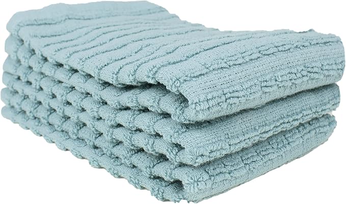 Ritz Royale Collection 100% Combed Terry Cotton, Highly Absorbent, Kitchen Dish Cloth Set, 13-3/4" x 12", 3-Pack, Solid, Dew