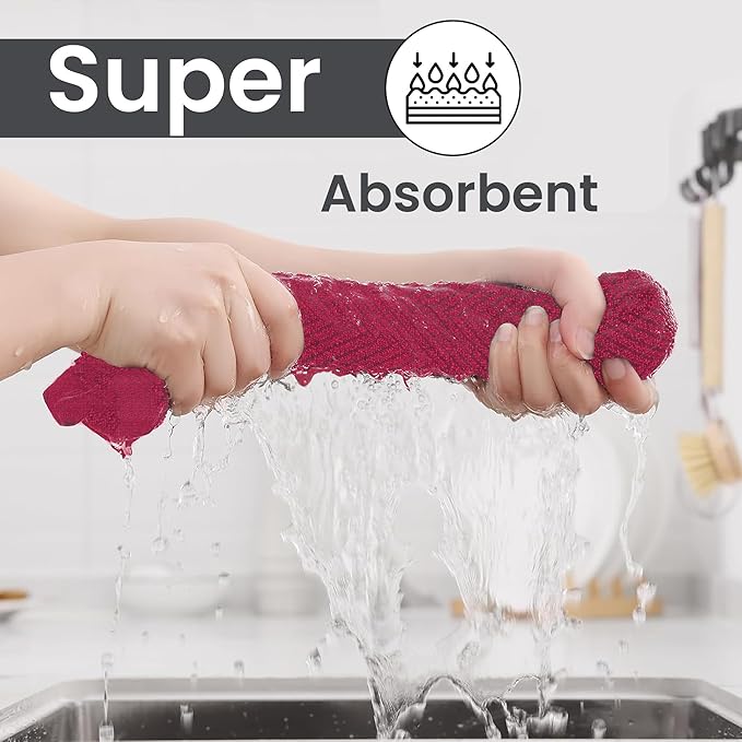 DecorRack 4 Pack 100% Cotton Kitchen Towels, 15" x 25" Absorbent Dish Towels [Premium Quality 400 GSM] Hand Towels for Kitchen, Assorted (Pack of 4)