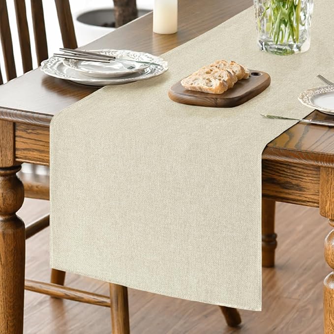 Artoid Mode Beige Table Runner, Seasonal Summer Fall Washable Kitchen Dining Table Decoration for Home Party Decor 13x72 Inch