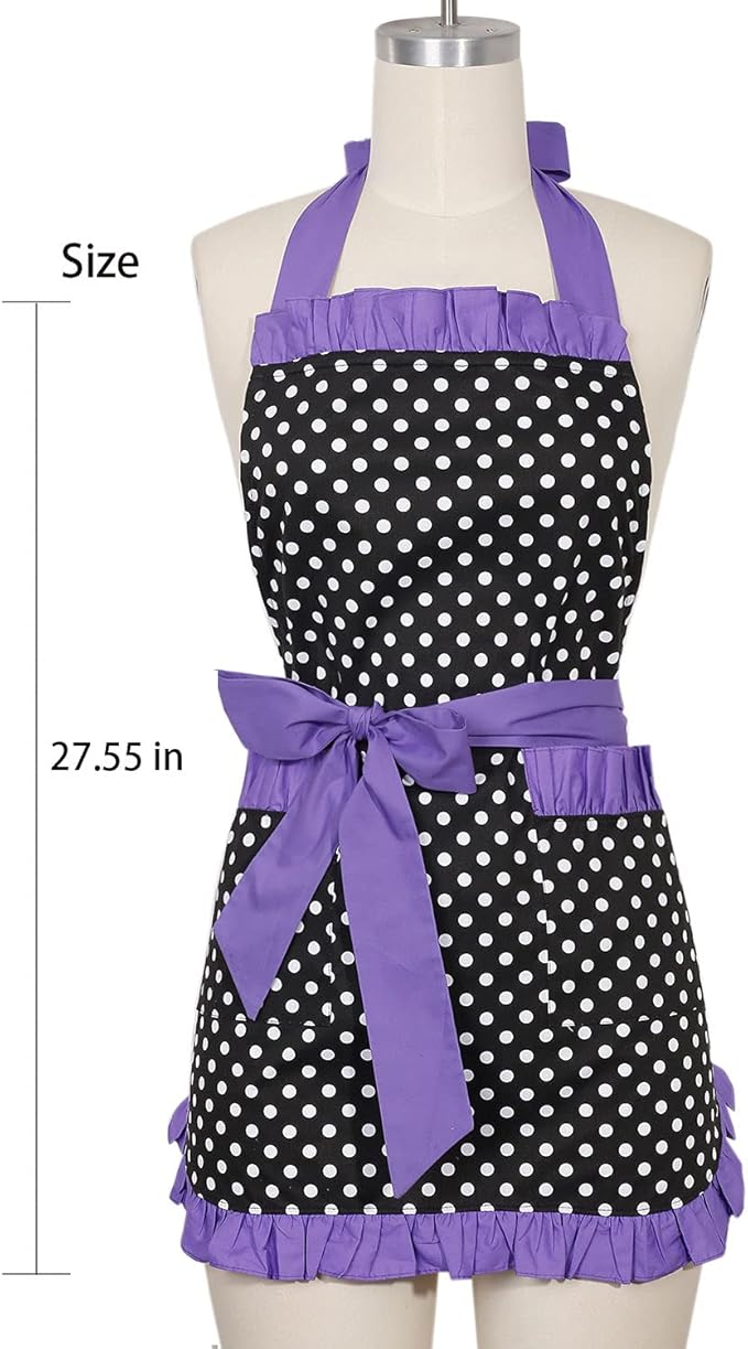 RosieLily Retro Aprons for Women with Pockets Vintage Apron Kitchen Apron for Cooking Baking Cute