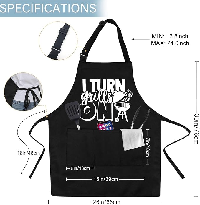 Grilling Aprons for Men,Cnavas Corss Back with Large Pockets Adjustable Chef Aprons, Funny Gifts for Men