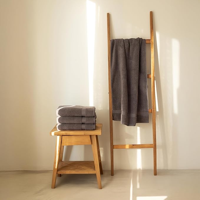 SALBAKOS 100% Turkish Cotton Bath Towel Set of 4, 27x54 inch | Premium Quality | Hotel & Spa Collection | Soft, Super Absorbent, Long Lasting Bath Towels | Made in Turkey (Chocolate, 4 Bath Towels)
