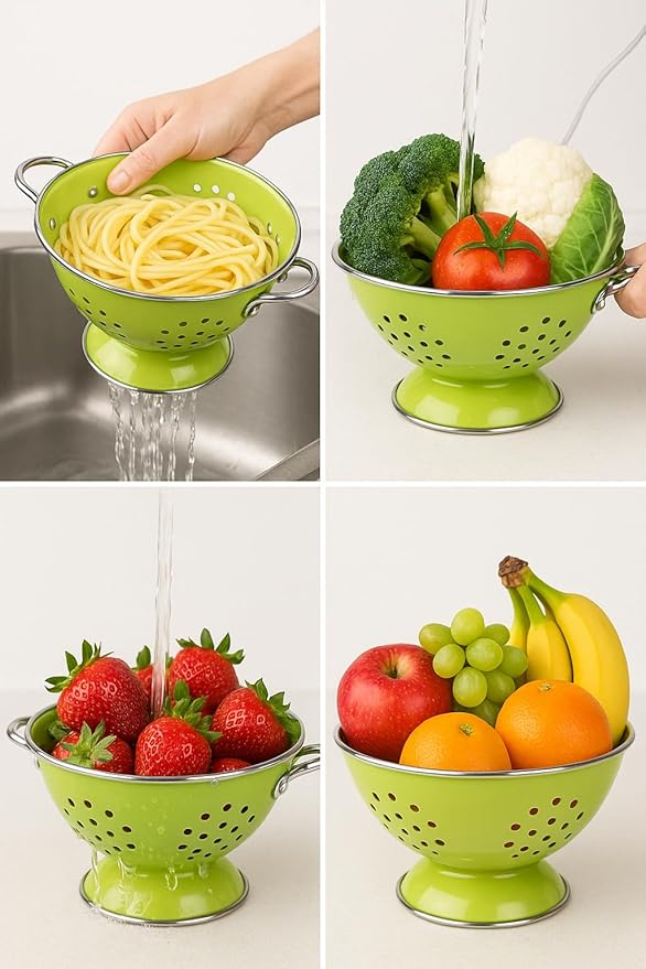 Calypso Basics by Reston Lloyd Powder Coated Enameled Colander, 1 Quart, Lemon