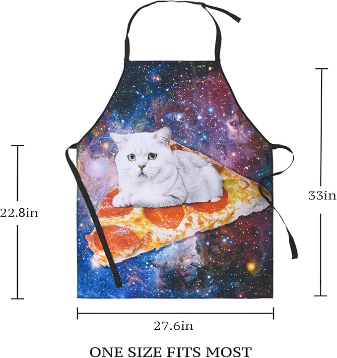 RosieLily Cat Apron for Women & Men - Funny Kitchen Apron for Cooking, Gardening, Grilling & BBQ - Cat Gifts, Baking Gifts, Galaxy Space