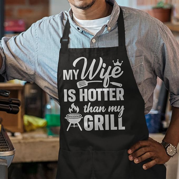 SANDJEST Funny Apron for Dad - Birthday Father’s Day Cooking Grilling Gifts for Mens