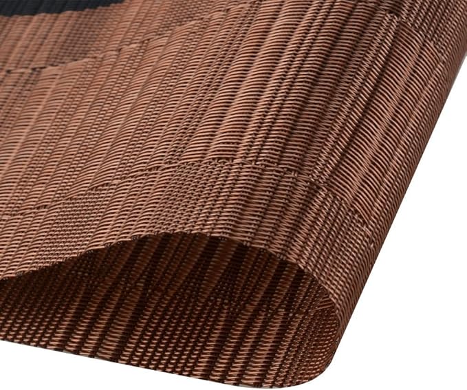 SHACOS Table Runners Woven Vinyl Table Mats 12x71 inch for Kitchen Dining Table Non Slip Washable, Ombre Coffee Black