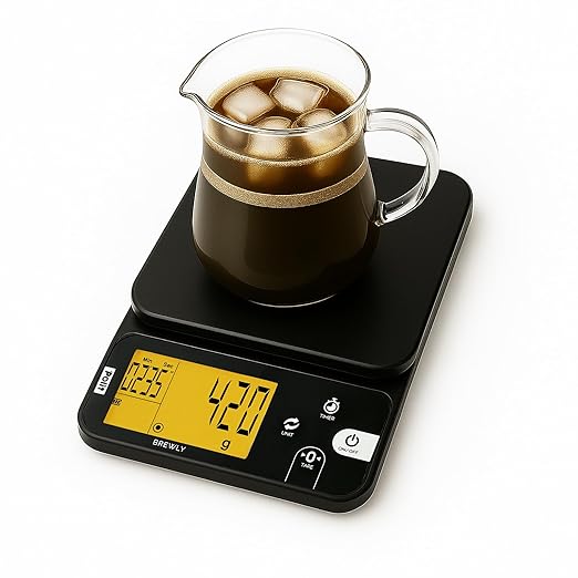 Polit Brewly Coffee Scale with Timer — 0.1g/0.5g/1g Triple-Range Precision Espresso & Pour-Over Scale, USB-C/Battery Powered, Milk/Water ml Modes, Ultra-Slim Travel Coffee Scale Home & Café Brewing