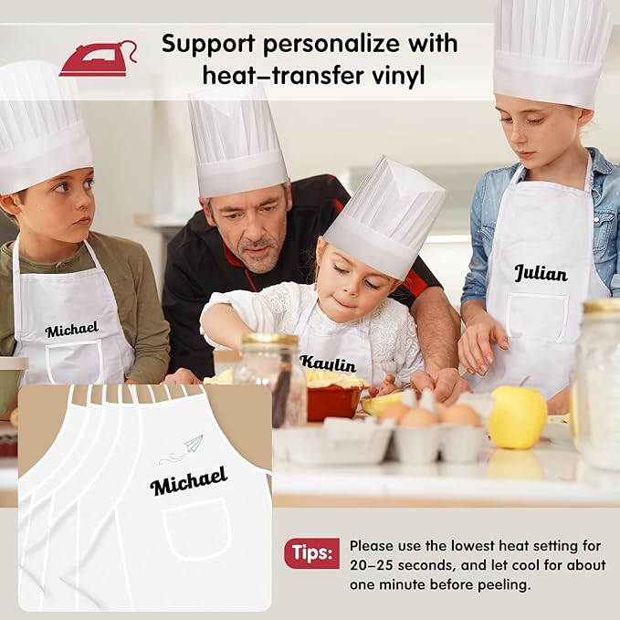 24 Pieces kids chef hat and apron Ages 5-12 Kids Apron Children for Boys Girl's Cooking Baking Painting Wear