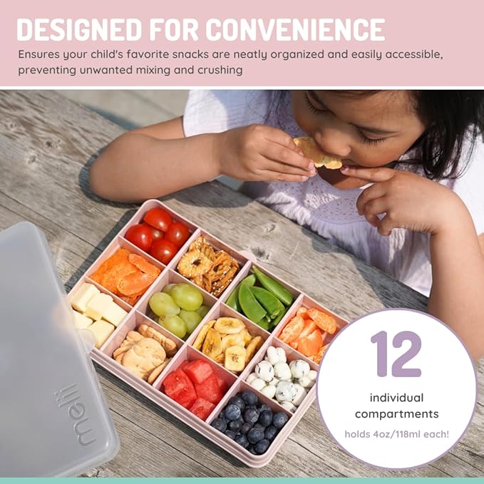 melii Snackle Box |12-Compartment Snack Container with Removable Dividers, BPA-Free Food Storage for Travel, School & On-the-Go Snacks, Kids & Family Organizer (Blue)