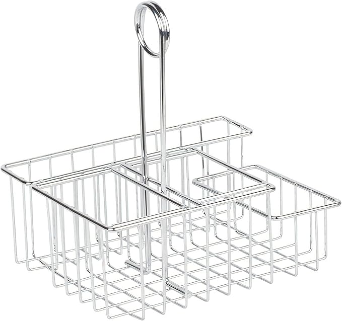 GET Modern Chrome Metal Four Compartment Condiment Caddy Table Caddies Collection