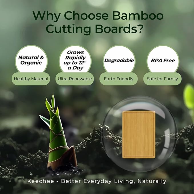 Keechee Kitchen Essentials Natural Bamboo Cutting Board XL With Durable, Knife-Friendly Surface & Deep Juice Groove – Perfect For BBQ(Pre Oiled, Natural)