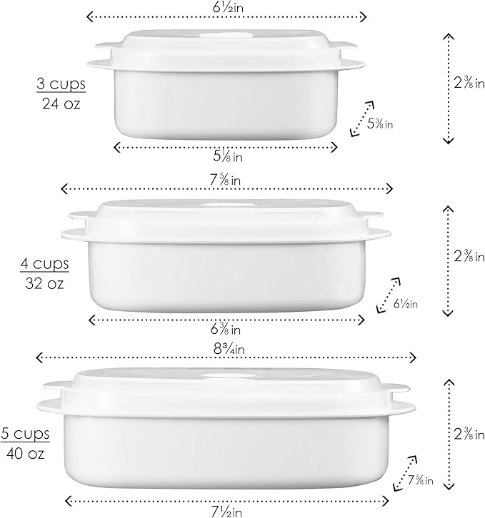 Reston Lloyd Nesting Microwave Containers, Set of 3, Adjustable Steam Vents, Airtight, Meal Prep, BPA-Free Plastic- Freezer & Dishwasher Safe, Cookware & Food Storage, Anyday Cookware, Harvest Apple