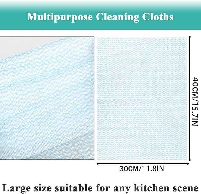 Disposable Dish Cloth and Cleaning Handi Wipes, 100ct, Multi-Use Rags for Kitchen, Bathroom and Windows, Blue