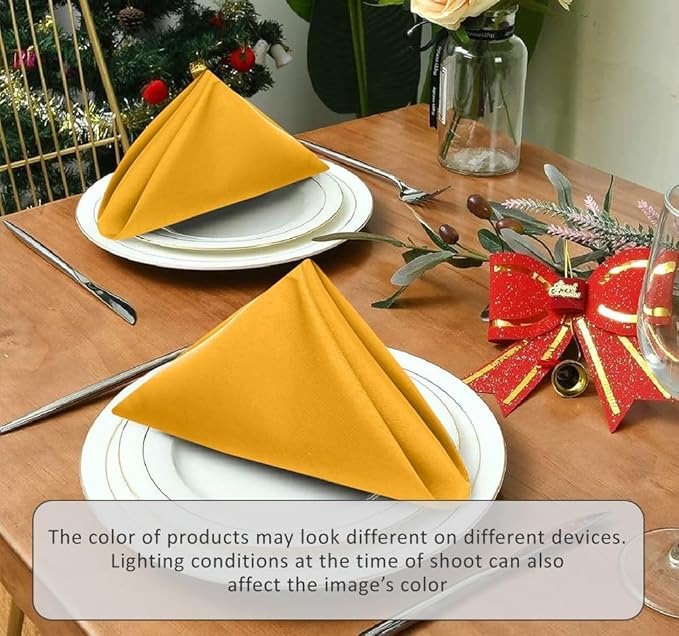 Ruvanti Cloth Napkins Set of 4, 18x18 Inches Napkins Cloth Washable, Soft, Durable, Absorbent, Cotton Blend. Table Dinner Napkins Cloth for Hotel, Lunch, Restaurant, Wedding Parties - Mustard