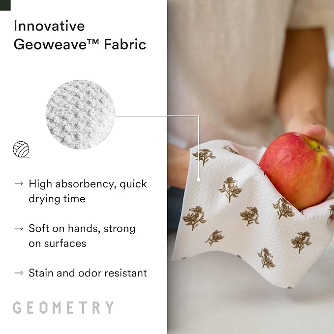 GEOMETRY Dishcloth – Evergreen Collection – Quick-Dry, Ultra-Absorbent, Reusable Microfiber Kitchen Towels for Drying & Cleaning - Willow Stone - 6 Pack