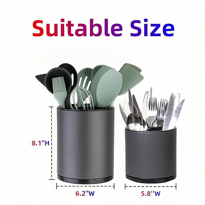 LIBODOUR Utensil Holder,Extra Large Utensil Holder for Kitchen Counter, Silverware Organizer, Stainless Steel Storage Cooking Caddy Flatware Spoon Spatula Tool Cutlery Container(2 Set)