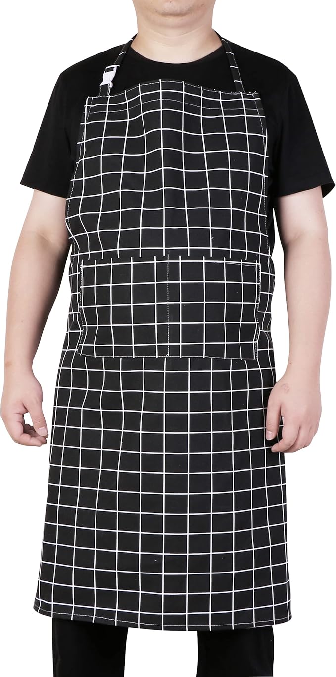 LOLOMLO Oversize Canvas Cotton Apron, Extra Large Aprons with Long Strap, Adjustable Neck Tear Resistant Plus Size aprons