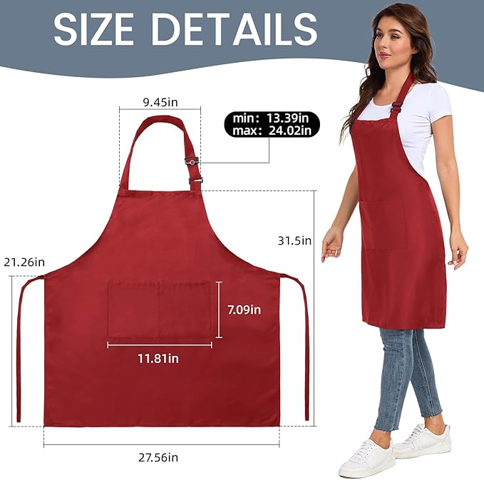 2 Pack adjustable apron with 2 pockets for men and women, waterproof and oil Resistant