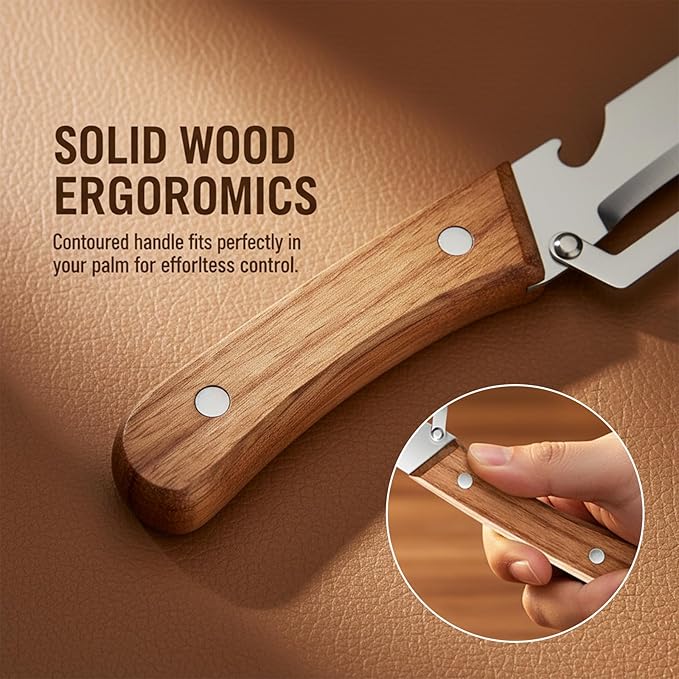 2026 Upgrade 2-in-1 Vegetable Peeler with Bottle Opener, Stainless Steel Peeler for Kitchen with Wooden Handle, Multifunctional Potato Peeler for Fruit Veggie Pumpkin Sugarcane Papaya Carrot (3pcs)