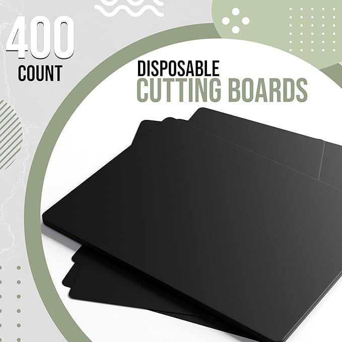 Crown Display Disposable Cutting Boards for Kitchen 400 Count Black Cutting Board 10 Inch X 13.5 Inch Flexible Cutting Boards For Kitchen ~ Patent Pending ~ Recyclable Disposable Cutting Board Sheets