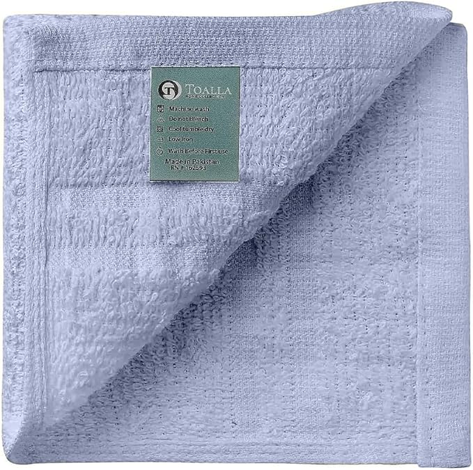 100% Cotton Washcloths - 60 Pack|700 GSM|Soft Face & Body Washcloths|Highly Absorbent|12 x 12 Inches|Blue