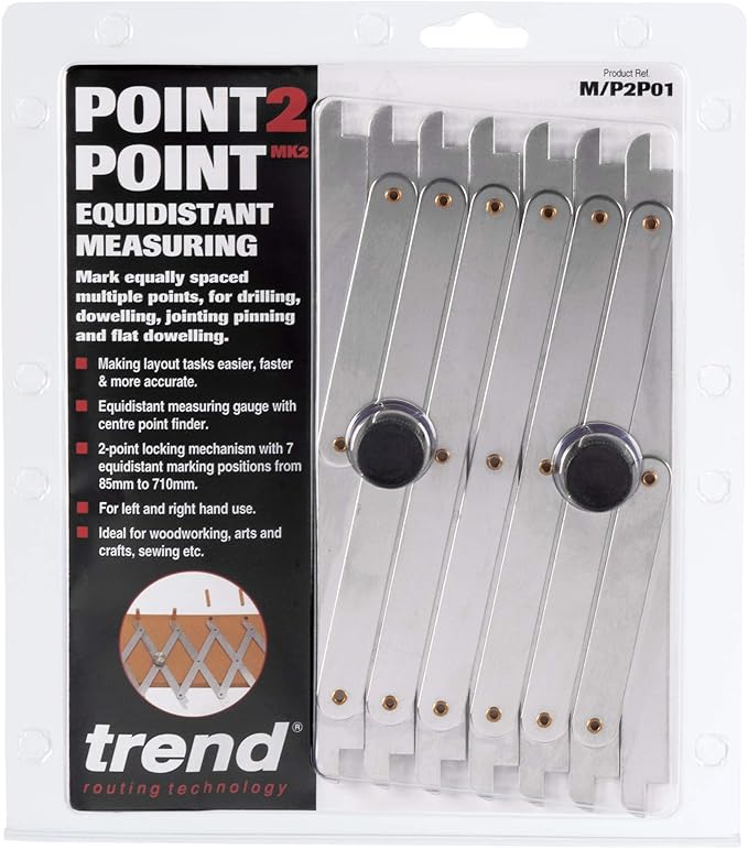 Trend Point-2-Point Equidistant Measuring Tool for Marking Equally Spaced Points, Quickly & Accurately Locate & Set Positions, 3.3 Inch to 28 Inch, M/P2P01