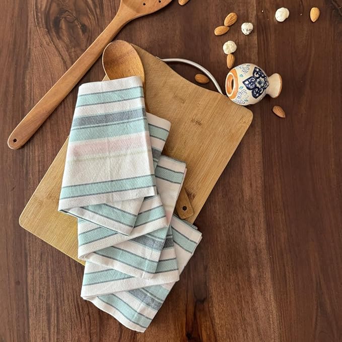 THE COVERS Premium 100% Cotton Kitchen Towels in Pastel Colors | Set of 6 Lavishly Large Towels (20.5”x30.5”) | Handy Hanging Loop for Drying | Elegantly Packaged for Gifting, with a Signature Tote