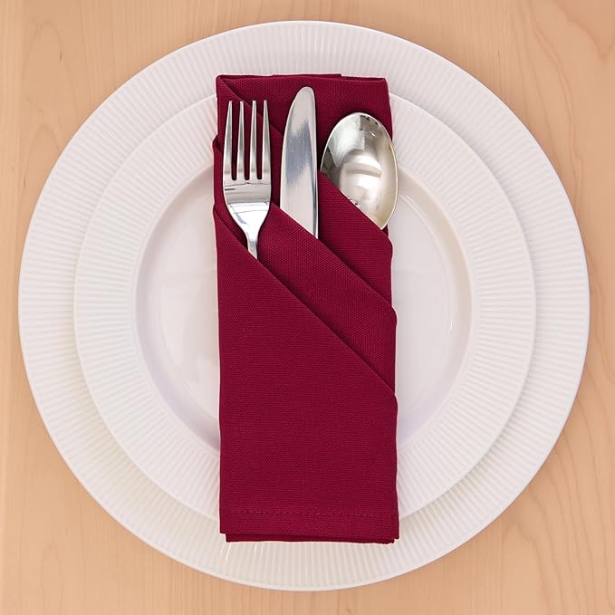 Encasa XO Rich Maroon Cloth Napkins Set of 6, 17"x17" | Solid Color Cotton Dinner Napkins | Washable & Reusable Wedding Napkins for Holiday Dinners, Party, & Everyday Table Decor