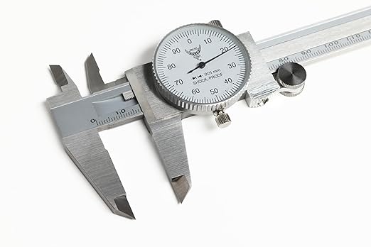 PEC Dial Caliper 0-150mm, Stainless Steel Precision Measuring Tool with Shock-Proof Dial, High Accuracy ±0.03mm