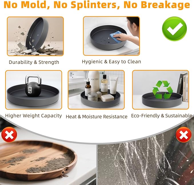 Metal Lazy Susan Organizer, 12 Inch Anti-Rust Turntable for Cabinet, Kitchen, Dining Table, Bathroom – Rotating Spice Rack, Spinner Storage, Round Carousel Organizer for Countertop Gunmetal