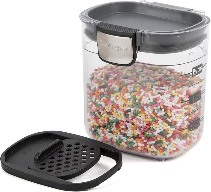 ProKeeper+ by Progressive International Clear Plastic Airtight Food Baker's Kitchen Storage Organization Container Canister Set with Magnetic Accessories (Mini 1.5-Cup)