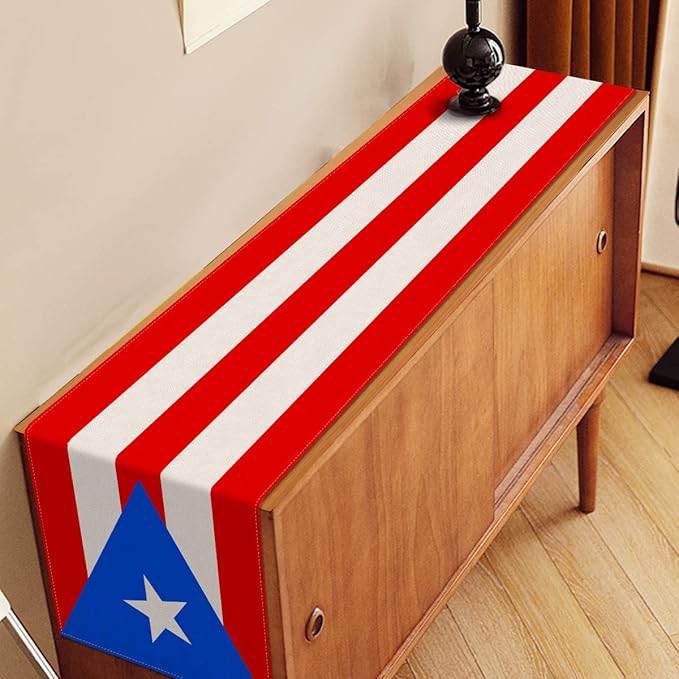 Nepnuser Puerto Rican Table Runner for Puerto Rico Themed Party Decoration Home Kitchen Dining Room Dinner Linen Table Decor (13" x 108")