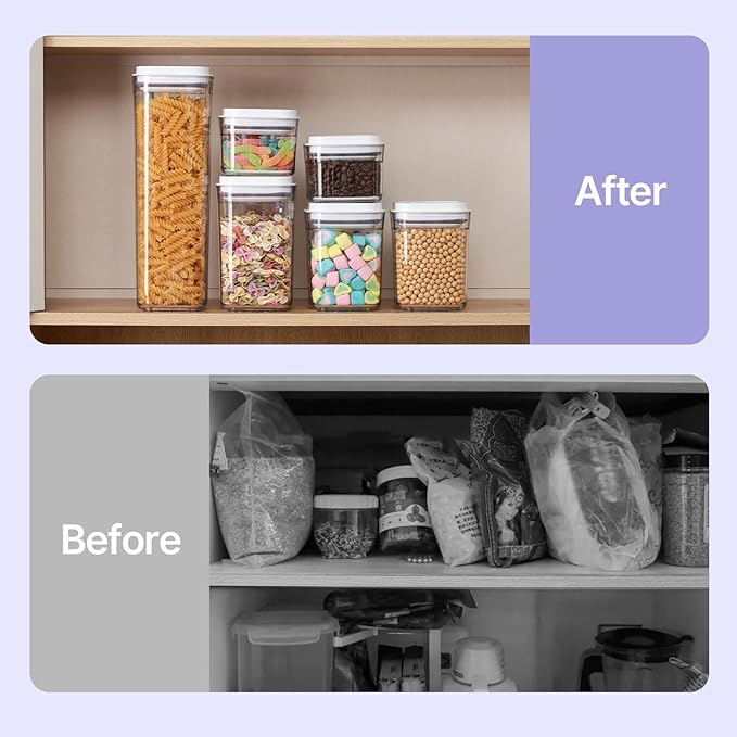 Food Airtight Containers storage with Lids 3 Pack One Button Open/POP UP/Kitchen Storage Organization for Coffee Tea Brown Sugar Cereals 700ml/950ml/1800ml