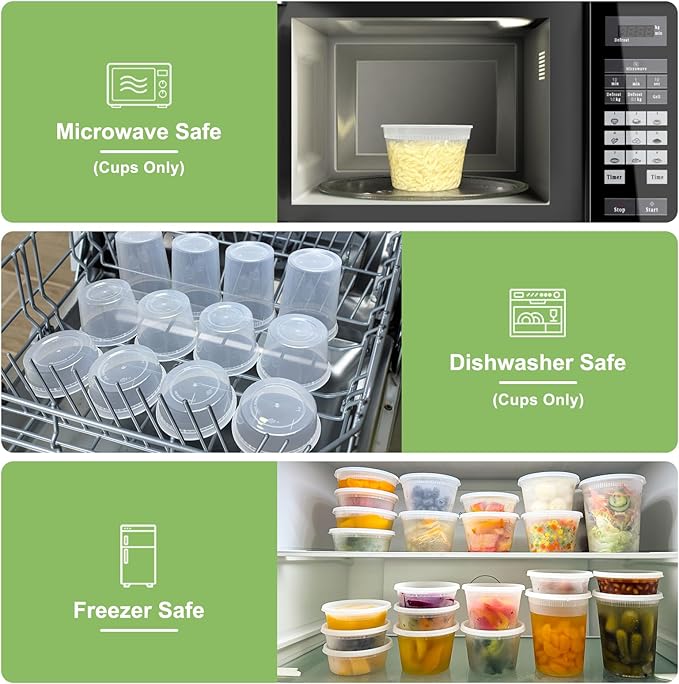 Dipoo 40 Sets (80-Piece) Deli Containers with Lids 32 oz, Leak-Proof & BPA Free Airtight Takeout Plastic Food Storage Containers for Soup, Freezer/Microwave/Dishwasher Safe