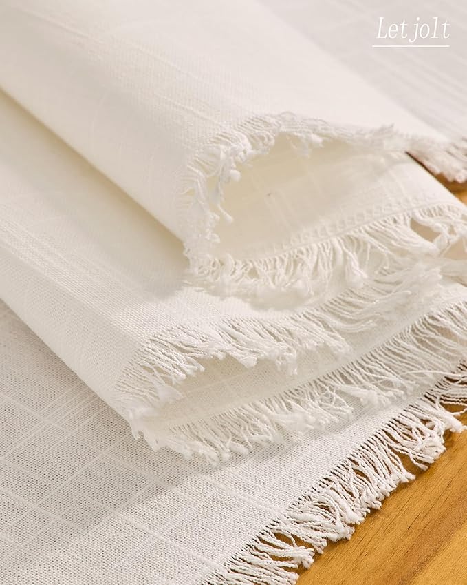 Letjolt White Table Runner 72 Inches Farmhouse Table Runner Slub Texture Cotton Linen Table Decor Rustic Home Table Decoration Wedding Reception Bridal Shower