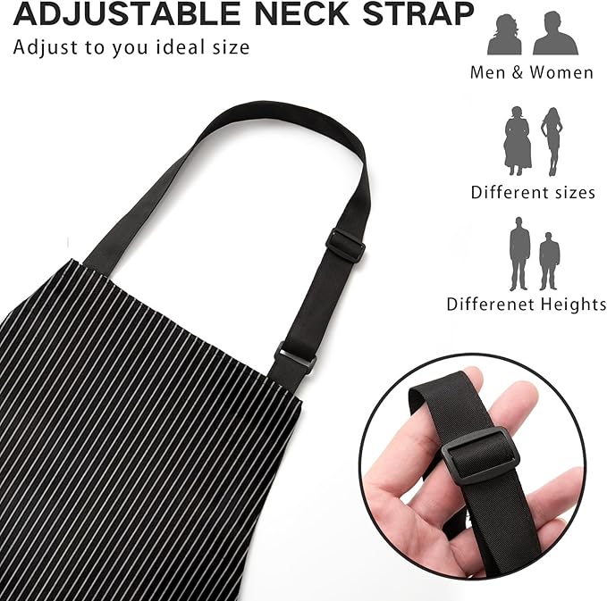 BeLuyi Adjustable Bib Apron with 2 Pockets Chef Cooking Kitchen Restaurant Aprons for Women Men