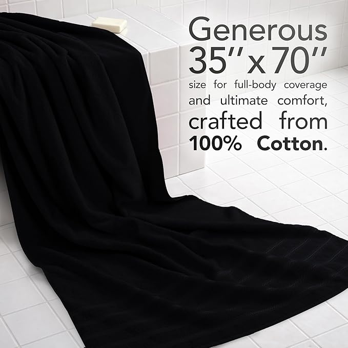 American Soft Linen 35x70 Jumbo Large Bath Towel, 600 GSM 100% Cotton Turkish Bath Sheet, Oversized Luxury Bath Towel for Bathroom Beach and Pool, Black